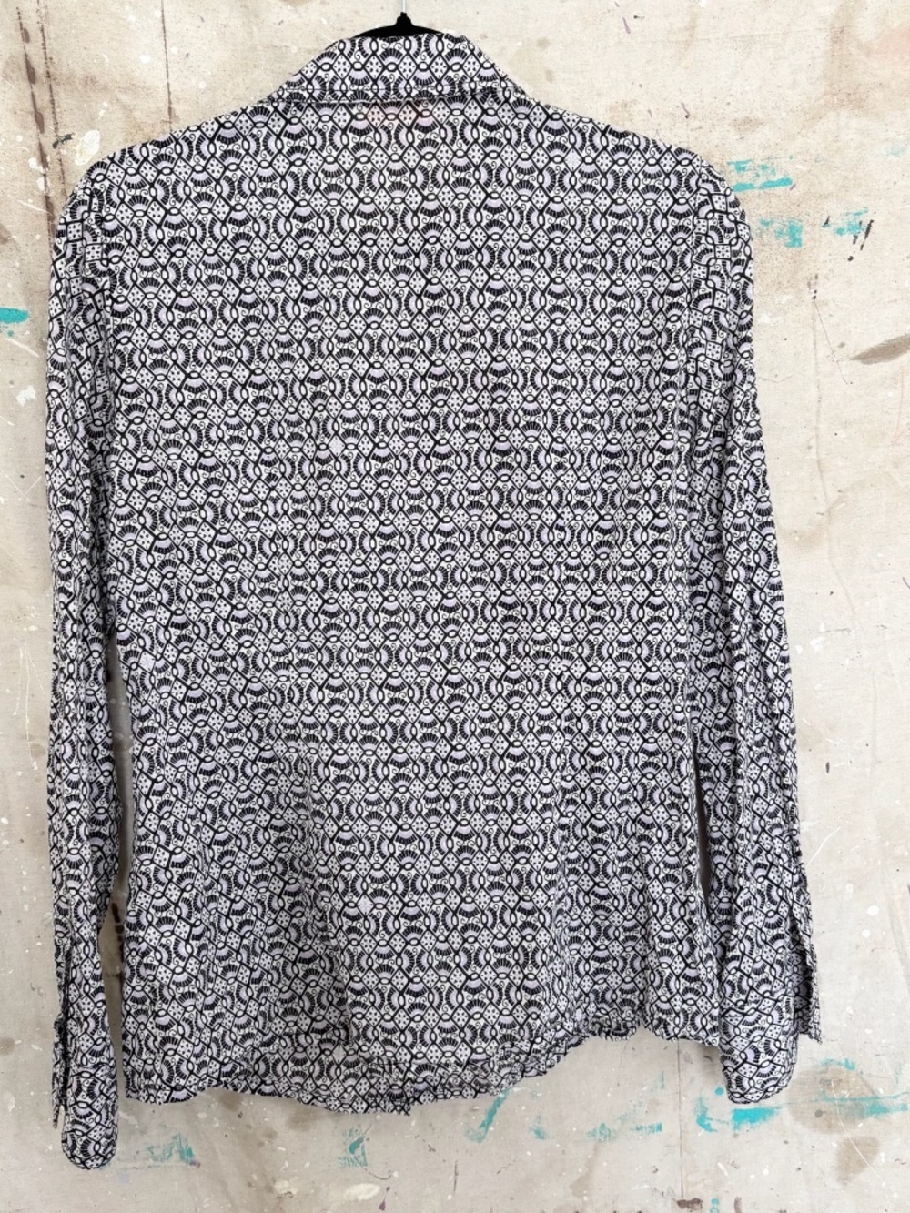 Tory Burch Brigitte Printed Button-Down Blouse, Carinthia Navy - Picture 6 of 7